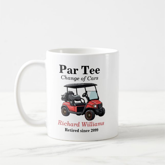 Pension Red Golf Cart Par Tee Kaffemugg (Vänster)