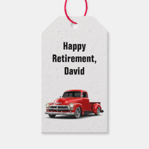 Pension Retro Red Lastbil Presentetikett
