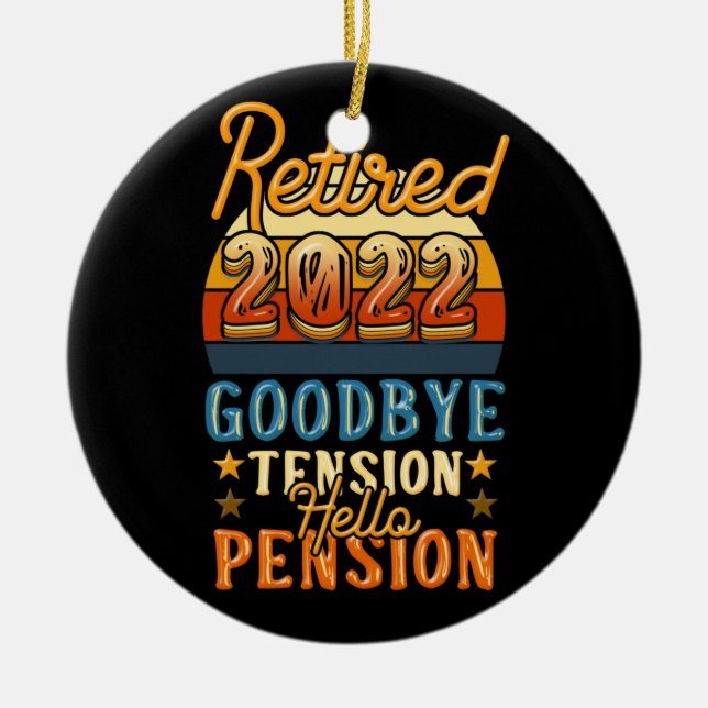 Pension Retrött Adjö Hej Pensionspension Julgransprydnad Keramik (Framsidan)