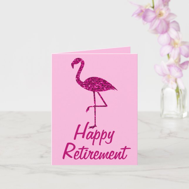 Pension rosa flamingo Anpassningsbar Hälsning Kort (Orkide)