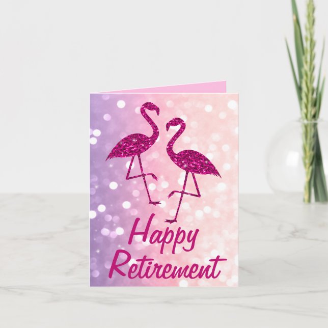 Pension rosa flamingo Anpassningsbar Hälsning Kort (Framsida)