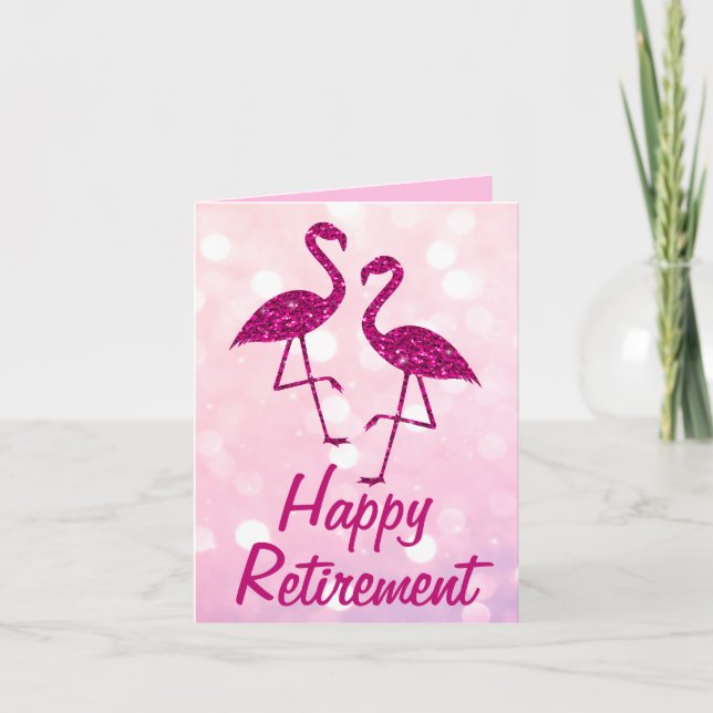 Pension rosa flamingo Anpassningsbar Hälsning Kort (Framsida)