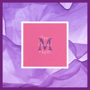Pension Rosa White Lila Namn Monogram Pappersservett