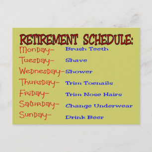 Pension Schedule - Funny Pension Gifts Vykort