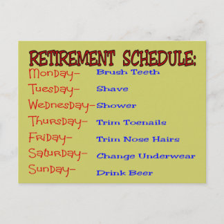 Pension Schedule - Funny Pension Gifts Vykort
