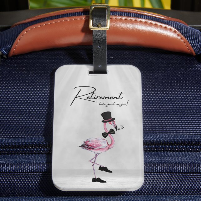 Pension ser bra på dig! Dapper Rosa Flamingo Bagagebricka (Framsida Insitu 2)