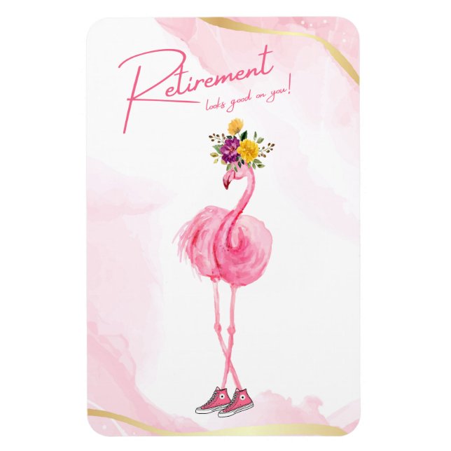 Pension ser bra på dig! Flamingo in Sneakers Magnet (Vertikal)