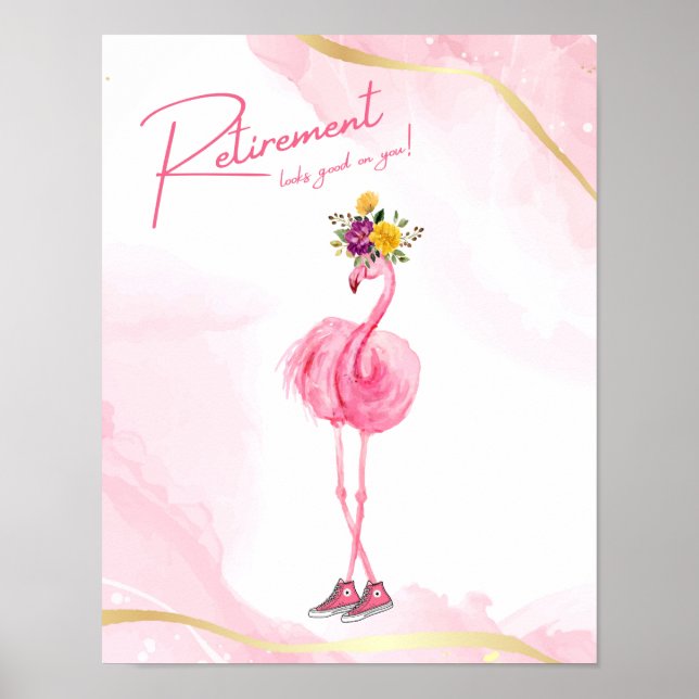 Pension ser bra på dig! Flamingo in Sneakers Poster (Framsidan)