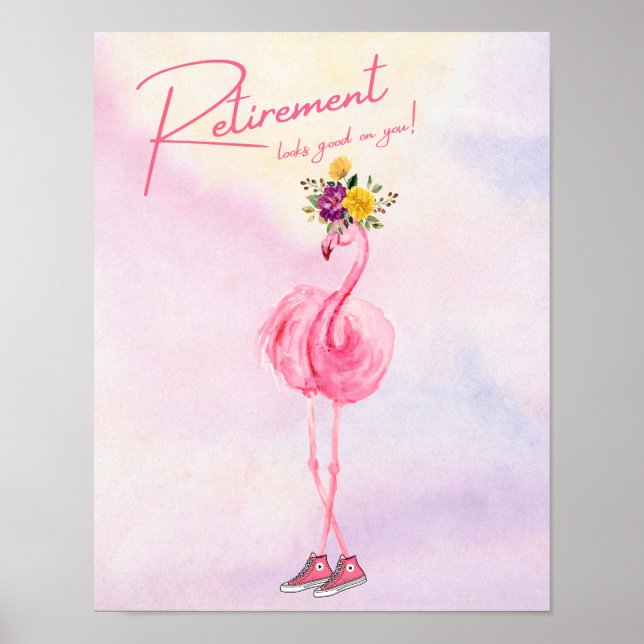 Pension ser bra på dig! Flamingo in Sneakers Poster (Framsidan)