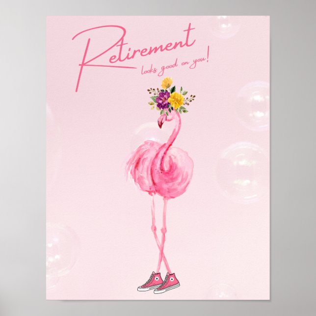 Pension ser bra på dig! Flamingo in Sneakers Poster (Framsidan)