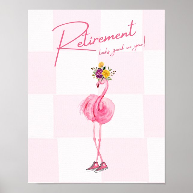 Pension ser bra på dig! Flamingo in Sneakers Poster (Framsidan)