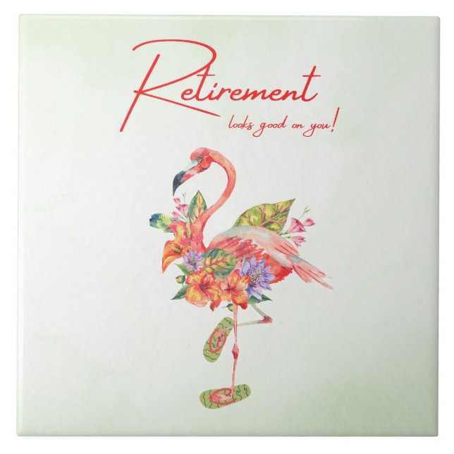 Pension ser bra på dig! Tropical Flamingo Kakelplatta (Framsidan)