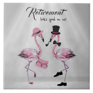 Pension ser bra ut på oss! Chic Classy Flamingo Kakelplatta