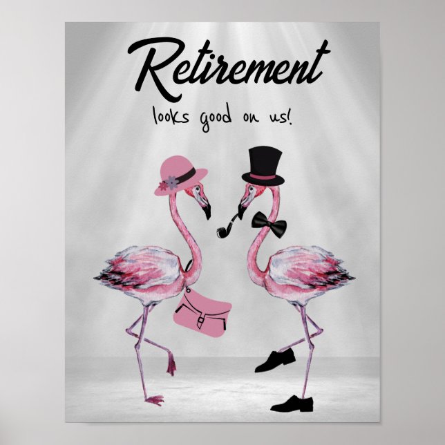 Pension ser bra ut på oss! Chic Classy Flamingo Poster (Framsidan)