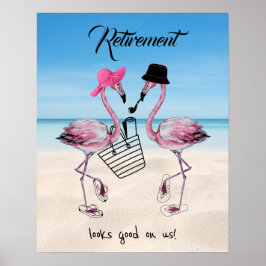 Pension ser bra ut på oss! Flamingo på Beach Poster