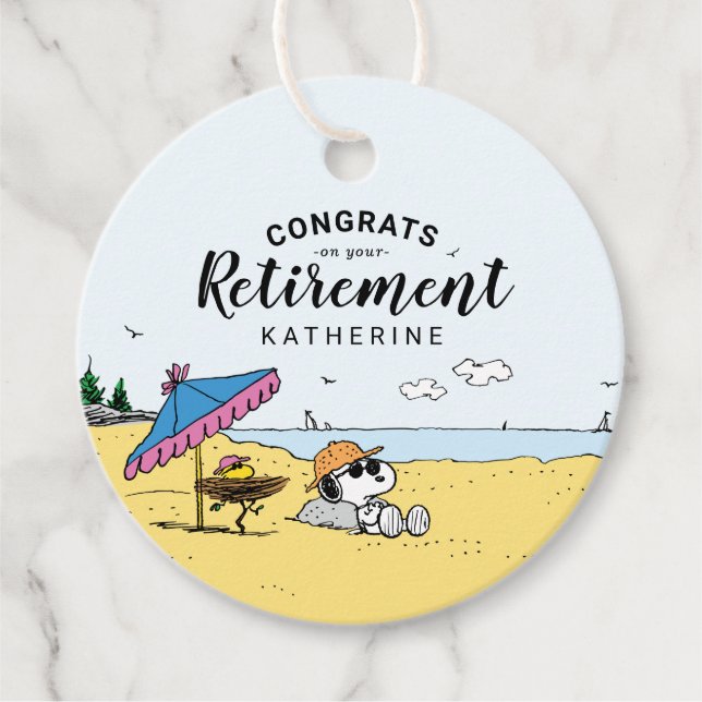 Pension | Snoopy & Woodstock på stranden Gåvor Etiketter (Framsida)