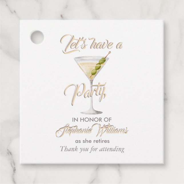 Pension, sommarcocktail Party Gåvor Etiketter (Framsida)