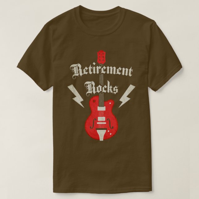Pension Sten Guitar Retiree Rocker Sten och Ro T Shirt (Design framsida)