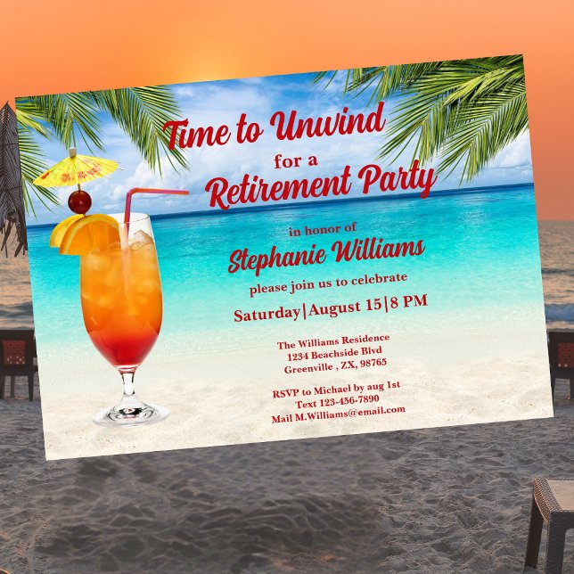 Pension Summer Cocktail Beach Party Inbjudningar (Skapare uppladdad)