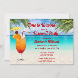 Pension Summer Farewell Cocktail Beach Party Inbjudningar