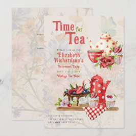 Pension Tea Party Inbjudan tryckt eller digital