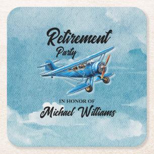 Pension Travel Themen Party Flygplan Vintage Underlägg Papper Kvadrat