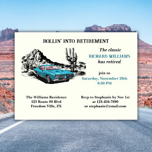 Pension Travel Vintage bil Desert Party Inbjudningar