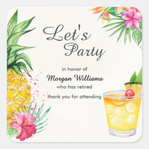 Pension Tropical Summer Cocktail Party Fyrkantigt Klistermärke