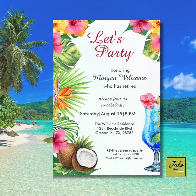Pension Tropical Summer Dine & Cocktail Party Inbjudningar (Skapare uppladdad)