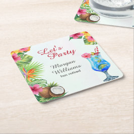 Pension Tropical Summer Dine & Cocktail Party Underlägg Papper Kvadrat