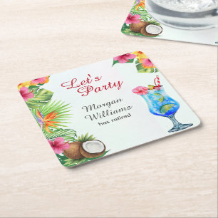 Pension Tropical Summer Dine & Cocktail Party Underlägg Papper Kvadrat