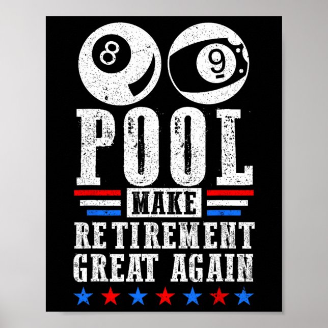 Pension Underbara pensionerade Bassäng Player Bill Poster (Framsidan)