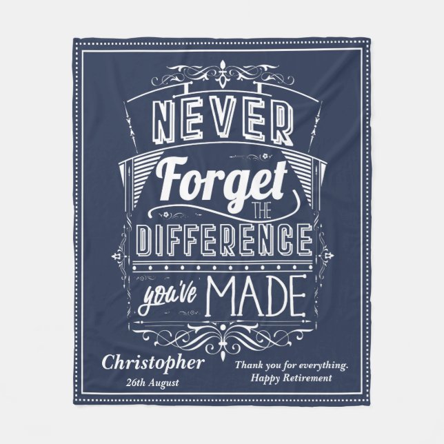 Pension uppskattning glöm aldrig fleecefilt (Framsidan)