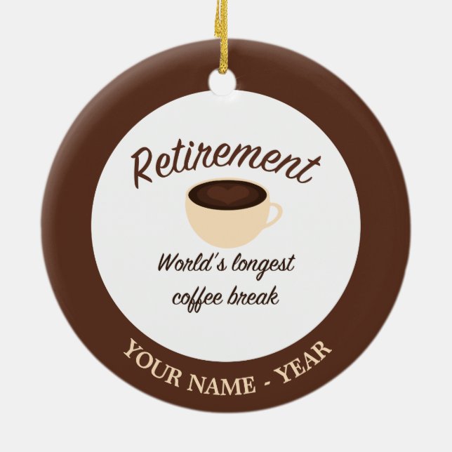 Pension: Världs längst kaffeavbrott Julgransprydnad Keramik (Baksidan)