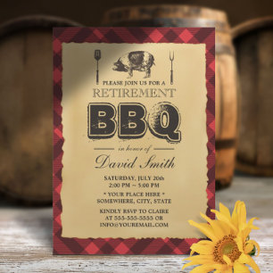 Pension Vintage Gris Roast BBQ Party Inbjudningar