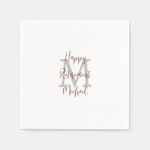 Pension White Grått Burgundy Namn Monogram Pappersservett
