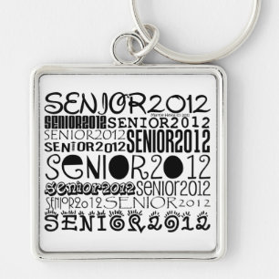 Pensionär 2012 kvadrerar Keychain (svarten) Fyrkantig Silverfärgad Nyckelring