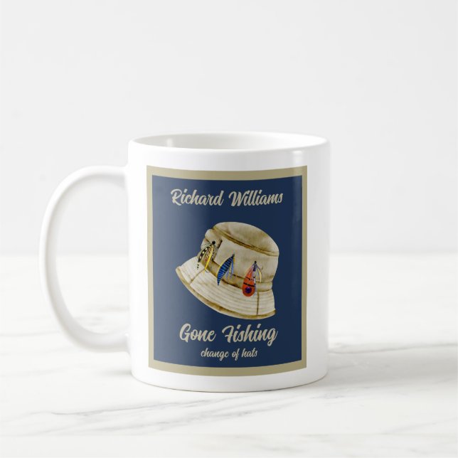 Pensionär Gone Fishing Pensionerad Fiskare Hatt Kaffemugg (Vänster)