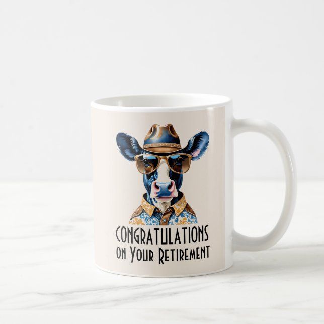Pensionär Grattis Rolig Cowboy Ko Kaffemugg (Höger)