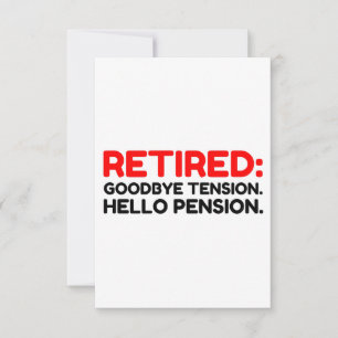 Pensionär Hej Pension Adjö Spänning Tack Kort