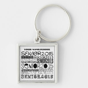 Pensionär Keychain 2015 (personifiera), Fyrkantig Silverfärgad Nyckelring