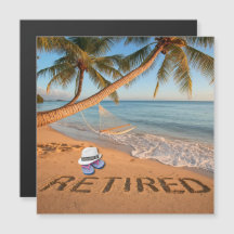 Pensionär skriven i sanden Tropiska Florida-strand