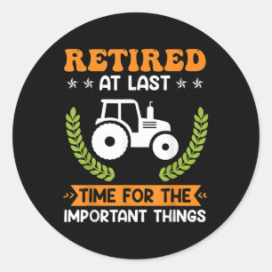 Pensionär Tractor Pension, pensionerad Farmer Farm Runt Klistermärke