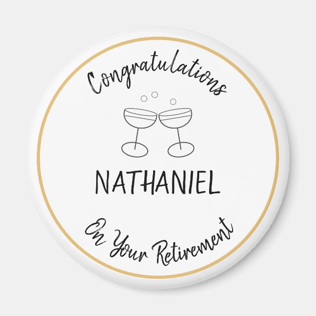 Pensionäringsgratulationer Anpassningsbart Namn Mi Magnet (Framsidan)