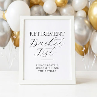 Pensionärs Bucket List Festaktivitetsskylt Poster