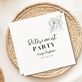 Pensionärsfest Elegant Svart Och Vit Blommig Pappersservett