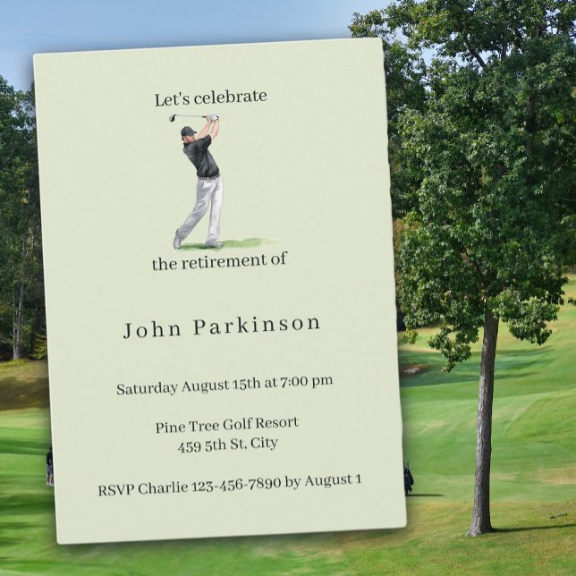 Pensionärsfest Golftavla i akvarell Inbjudningar (Skapare uppladdad)