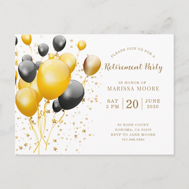 Pensionärsfest Guldros och Guld Meddelande Vykort (Framsida)