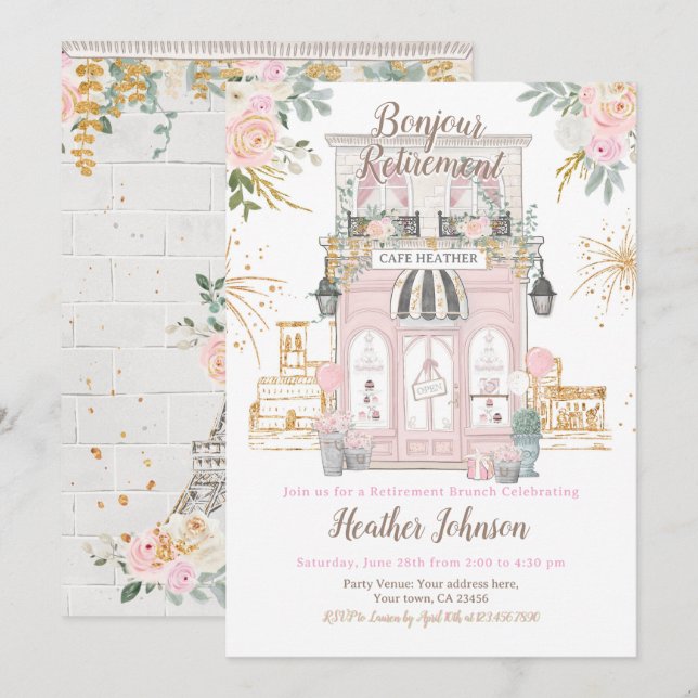 Pensionärsfest i Paris Inbjudningar (Fram/baksida)