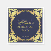 Pensionärsfest Marinblå och Guld Elegant Skrift